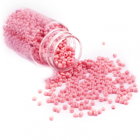 Immagine di Vetro Seme Perline Cilindrico Rosa Tinto Per 3mm Dia., Foro:Circa 1mm, 1 Bottiglia