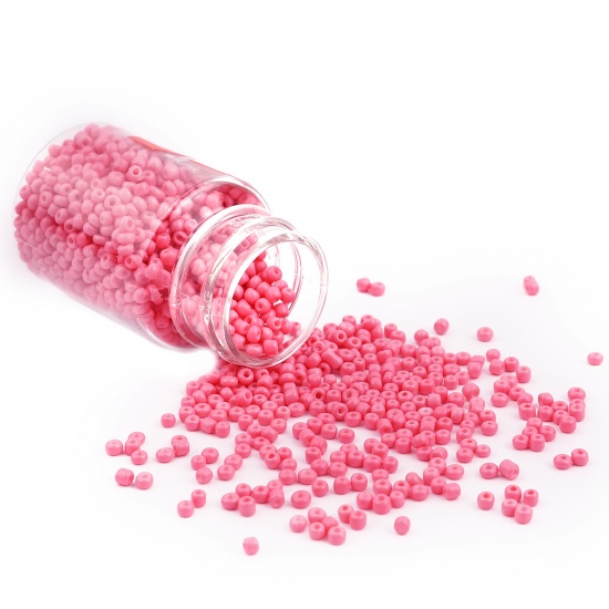Immagine di Vetro Seme Perline Cilindrico Rosa Caldo Tinto Per 3mm Dia., Foro:Circa 1mm, 1 Bottiglia
