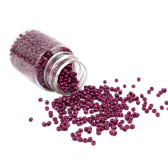 Immagine di Vetro Seme Perline Cilindrico Viola Scuro Tinto Per 3mm Dia., Foro:Circa 1mm, 1 Bottiglia