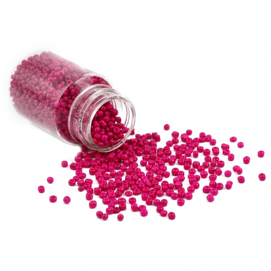 Immagine di Vetro Seme Perline Cilindrico Rosso Prugna Tinto Per 3mm Dia., Foro:Circa 1mm, 1 Bottiglia