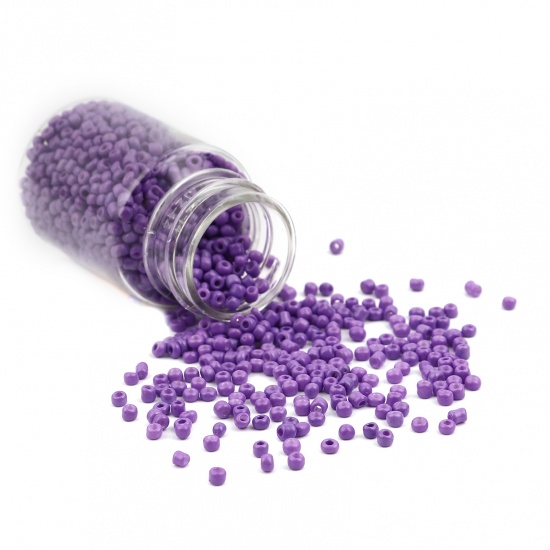 Immagine di Vetro Seme Perline Cilindrico Colore Viola Tinto Per 3mm Dia., Foro:Circa 1mm, 1 Bottiglia