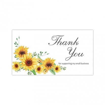 黄色-2＃ひまわりメッセージ「私の中小企業をサポートしてくれてありがとう」アートペーパーDIYカード装飾8.9x5.1cm、1パック の画像