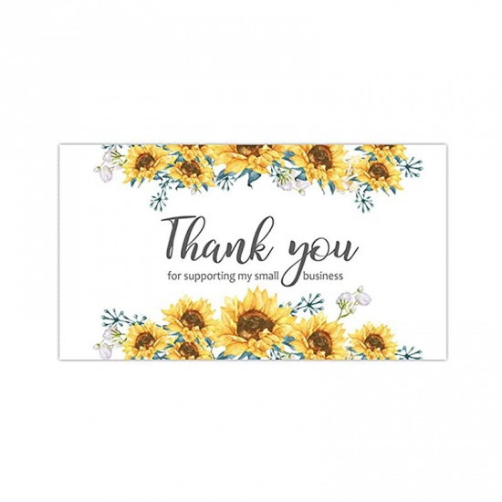 黄色-3＃ひまわりメッセージ「私の中小企業をサポートしてくれてありがとう」アートペーパーDIYカード装飾8.9x5.1cm、1パック の画像