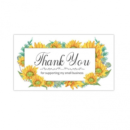 黄色-4＃ひまわりメッセージ「私の中小企業をサポートしてくれてありがとう」アートペーパーDIYカード装飾8.9x5.1cm、1パック の画像
