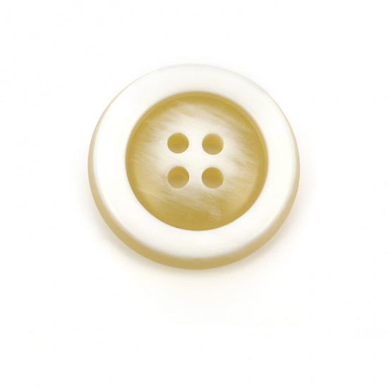 Immagine di Resina Acido Acetico Bottone da Cucire Scrapbook Quattro Fori Tondo Bianco Sporco 15mm Dia, 20 Pz