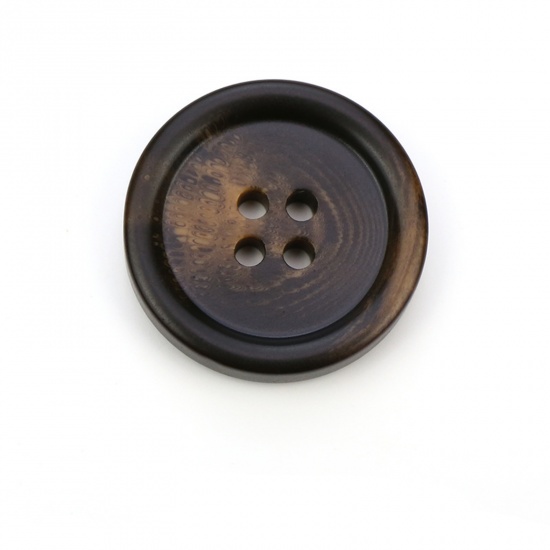 Immagine di Resina Acido Acetico Bottone da Cucire Scrapbook Quattro Fori Tondo Caffè Scuro 15mm Dia, 20 Pz