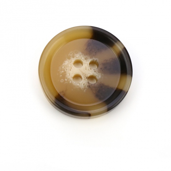 Immagine di Resina Acido Acetico Bottone da Cucire Scrapbook Quattro Fori Tondo Colore del Caffè 25mm Dia, 20 Pz
