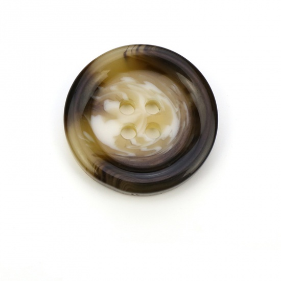 Immagine di Resina Acido Acetico Bottone da Cucire Scrapbook Quattro Fori Tondo Colore del Caffè 25mm Dia, 20 Pz