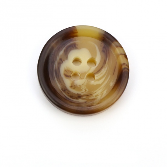 Immagine di Resina Acido Acetico Bottone da Cucire Scrapbook Quattro Fori Tondo Colore del Caffè 30.5mm Dia, 20 Pz