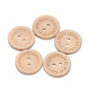 Picture of Wood Sewing Buttons Scrapbooking 2 Holes Round Natural Heart Message " Hand Made With Love " 15mm - 20mm Dia., 1 Box ( 140 PCs/Box)