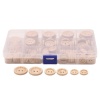 Picture of Wood Sewing Buttons Scrapbooking 2 Holes Round Natural Heart Message " Hand Made With Love " 15mm - 20mm Dia., 1 Box ( 140 PCs/Box)