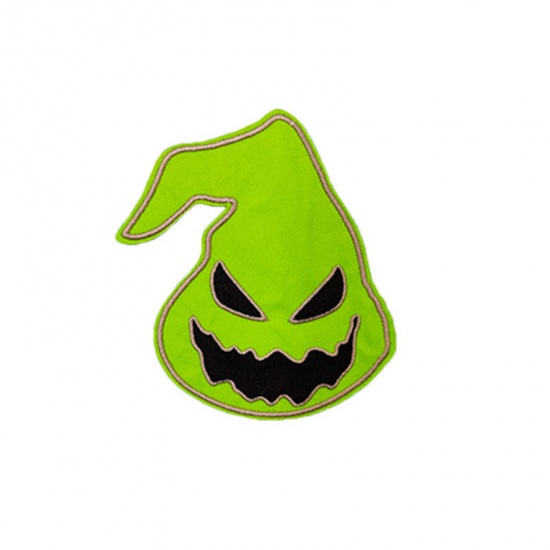 Picture of Fabric Iron On Patches Appliques (With Glue Back) Craft Green Halloween Ghost 10.5cm x 9.7cm, 5 PCs