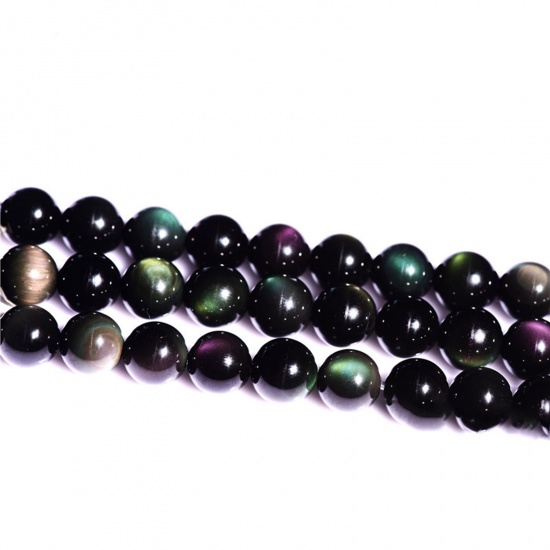 Image de (Classement A) Perles en Obsidienne ( Naturel ) Rond Multicolore Env. 4mm Dia., Trou: env. 1.2mm, 1 Enfilade (Env. 95 Pcs/Enfilade)