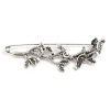 Picture of Zinc Based Alloy Pin Brooches Findings Branch Antique Silver Color Bird 8.9cm x 3.2cm, 2 PCs