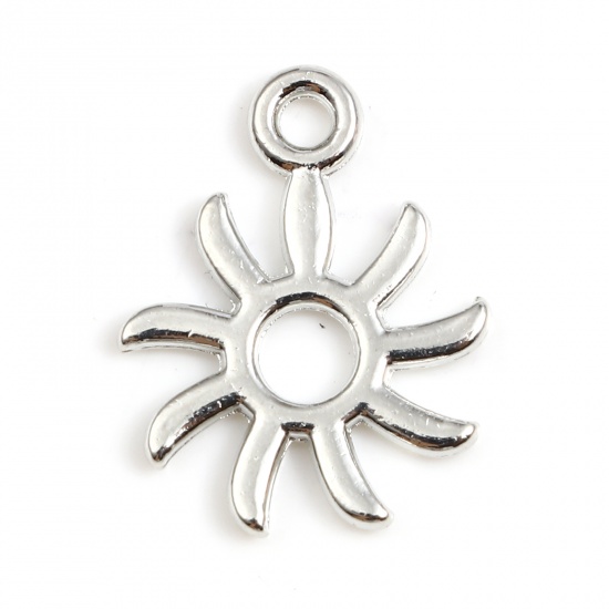 Picture of Zinc Based Alloy Galaxy Charms Sun Silver Tone 18mm x 15mm, 100 PCs