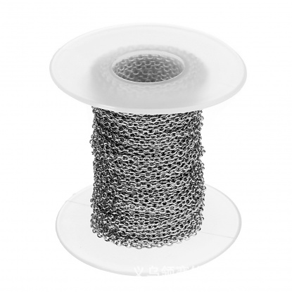 Picture of Stainless Steel Link Cable Chain Silver Tone 1mm, 1 Roll (Approx 10 Yards/Roll)