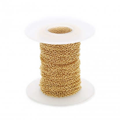 Picture of Stainless Steel Link Cable Chain Gold Plated 1mm, 1 Roll (Approx 10 Yards/Roll)