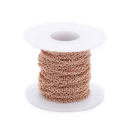 Picture of Stainless Steel Link Cable Chain Rose Gold 1mm, 1 Roll (Approx 10 Yards/Roll)
