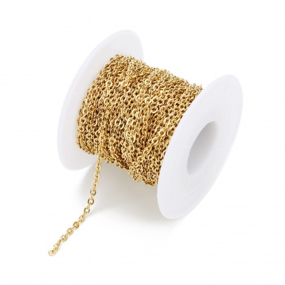 Picture of Stainless Steel Link Chain Gold Plated 1mm, 1 Roll (Approx 10 Yards/Roll)