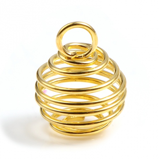 Immagine di Lega di Ferro Spirale Spirale Gabbia Pendenti Oro Placcato 12mm x 9mm, 20 Pz
