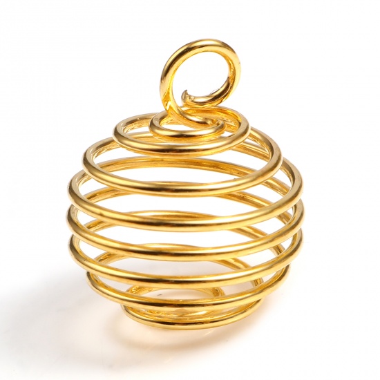 Immagine di Lega di Ferro Spirale Spirale Gabbia Pendenti Oro Placcato 18mm x 15mm, 20 Pz