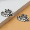 Picture of Zinc Based Alloy Ocean Jewelry Charms Conch/ Sea Snail Gunmetal Flower Leaves 28mm x 21mm, 10 PCs