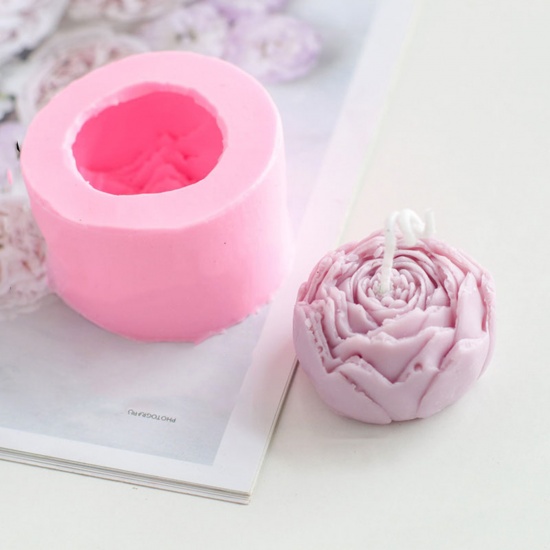 Picture of Silicone Resin Mold For Jewelry Making Handmade soap Rose Flower Pink 6cm x 3cm, 1 Piece