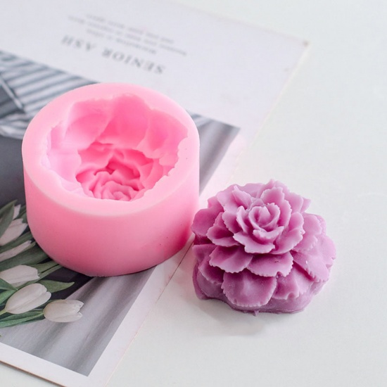 Picture of Silicone Resin Mold For Jewelry Making Handmade soap Carnation Flower Pink 6.5cm x 4cm, 1 Piece