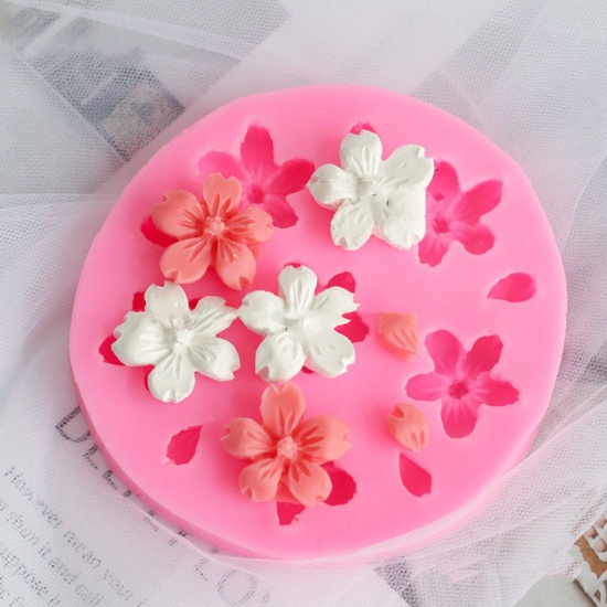 Picture of Silicone Resin Mold For Jewelry Making Handmade soap Sakura Flower Pink 10cm Dia., 1 Piece