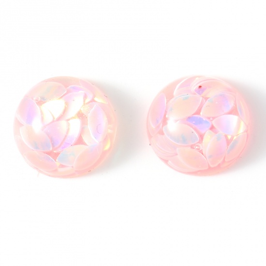 Immagine di Resina Cabochon per Abbellimento Tondo Rosa Chiaro Paillettes 12cm Dia, 30 Pz