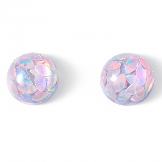 Immagine di Resina Cabochon per Abbellimento Tondo Viola Chiaro Paillettes 12cm Dia, 30 Pz