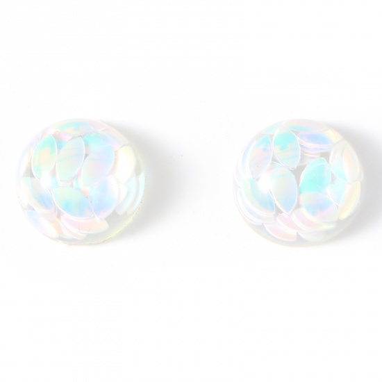 Immagine di Resina Cabochon per Abbellimento Tondo Bianco Paillettes 12cm Dia, 30 Pz