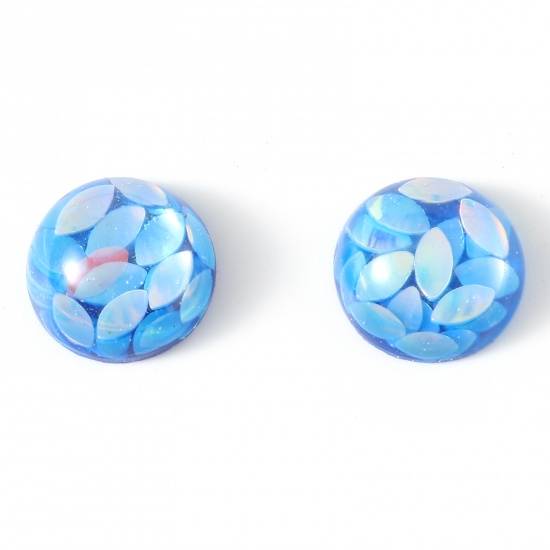 Immagine di Resina Cabochon per Abbellimento Tondo Blu Marino Paillettes 12cm Dia, 30 Pz