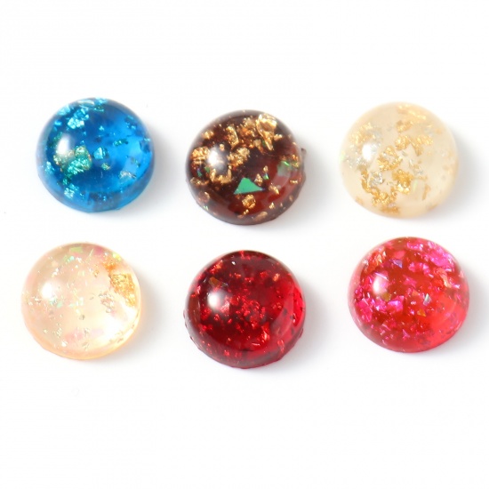 Immagine di Resina Cabochon per Abbellimento Tondo A Random Stagnola 10mm Dia, 50 Pz