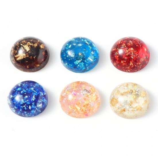 Immagine di Resina Cabochon per Abbellimento Tondo A Random Stagnola 12mm Dia, 50 Pz