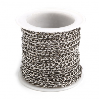 Picture of Stainless Steel 3:1 Figaro Figaro Chain Silver Tone 3mm, 5 M