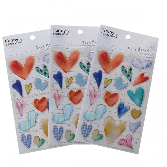 Picture of Easter Resin & PVC DIY Scrapbook Deco Stickers Heart At Random Mixed Pattern Epoxy Plate 15cm(5 7/8") x 9.2cm(3 5/8"), 1 Sheet