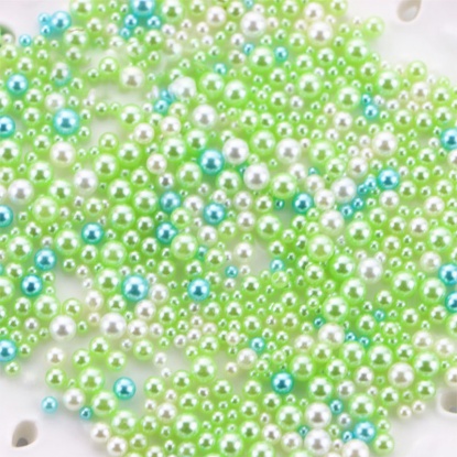 樹脂 レジンクラフト用素材 緑 円形 パール模造 5mm - 2.5mm、 1 袋 の画像
