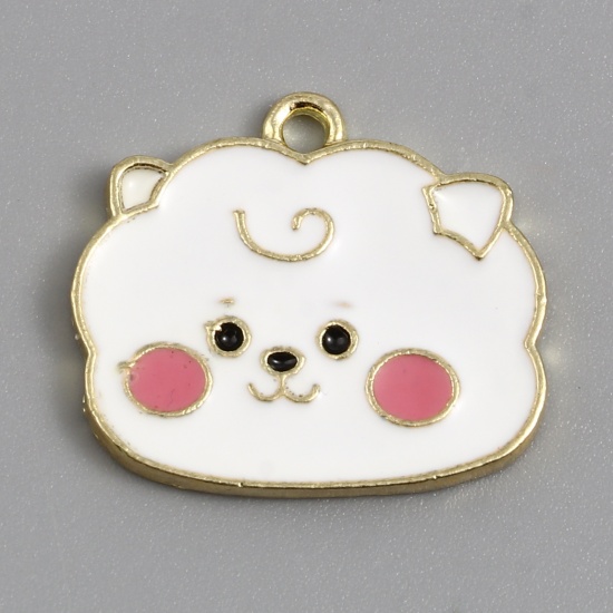 Picture of Zinc Based Alloy Charms Sheep Gold Plated White Enamel 20mm x 18mm, 10 PCs