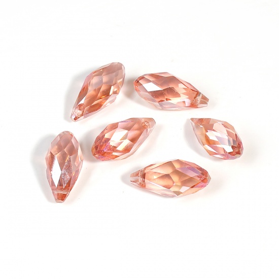 Immagine di Cristallo Sciolto Perline Goccia Acqua Rossa AB Multicolore Trasparente Sfaccettato Circa 17mm x 8mm, Foro: Circa 1mm, 20 Pz
