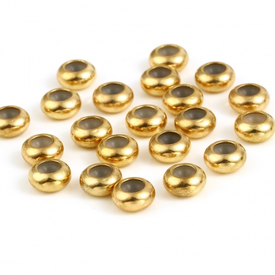 Picture of Copper & Silicone Slider Clasp Beads 18K Real Gold Plated Round About 8mm Dia, Hole: Approx 1.5mm, 5 PCs