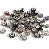 Picture of Zinc Based Alloy & Acrylic Large Hole Charm Beads Silver Tone Black Round At Random 14mm Dia., 9mm x 8mm, Hole: Approx 5.1mm - 4.5mm, 1 Set(60 Pcs/Set)