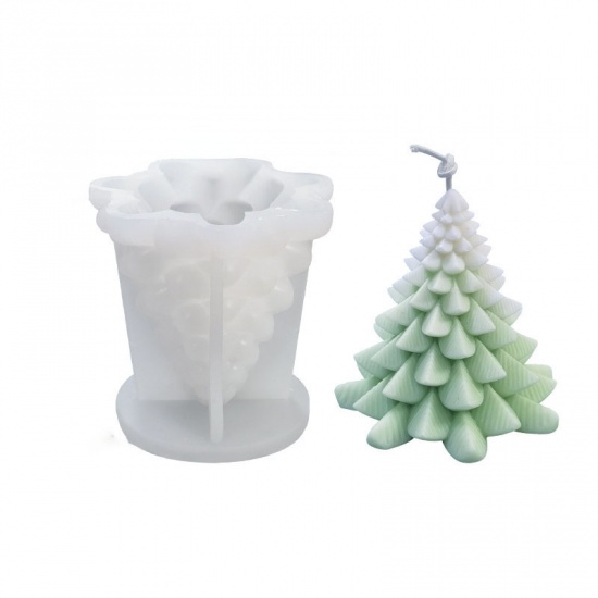 Imagen de Silicona Molde Árbol de Navidad Blanco 8.5cm x 8.5cm, 1 Unidad