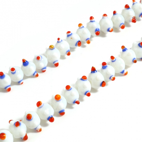 Bild von Muranoglas Perlen Rund Weiß ca 11mm D., Loch:ca. 2.3mm - 1.5mm, 10 Stück