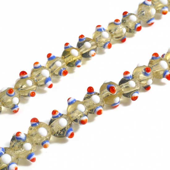 Bild von Muranoglas Perlen Rund Sektfarben ca 11mm D., Loch:ca. 2.3mm - 1.5mm, 10 Stück