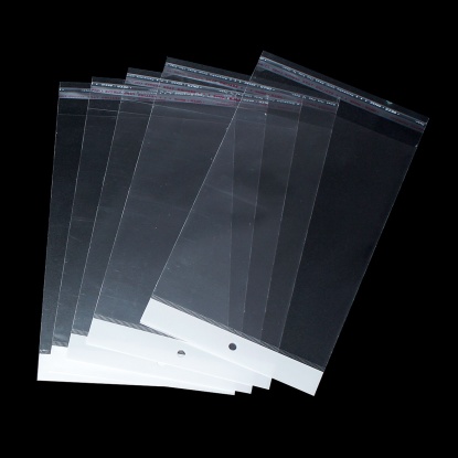 Picture of Plastic Self-Seal Bags Transparent (Usable Space: 18.7x14cm) W/ Hang Hole 24cm(9 4/8") x 14cm(5 4/8"), 100 PCs