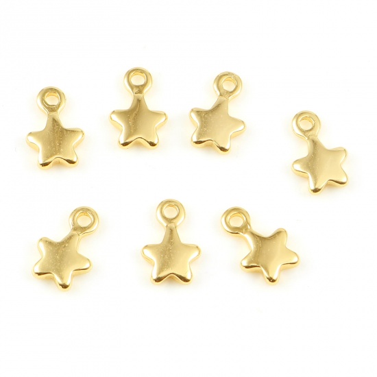 Picture of Copper Galaxy Charms Star 18K Real Gold Plated 10mm x 6mm, 10 PCs