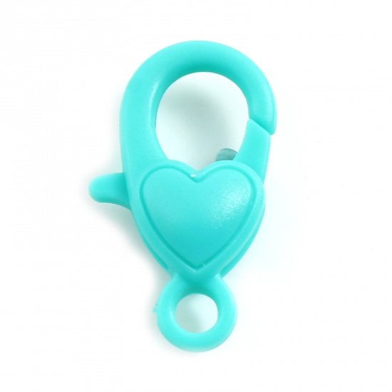 Bild von ABS Plastik Karabinerverschluss Herz Grün 22mm x 13mm, 30 Stück