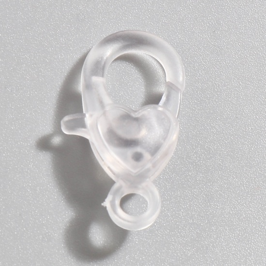 Bild von ABS Plastik Karabinerverschluss Herz Transparent 22mm x 13mm, 30 Stück