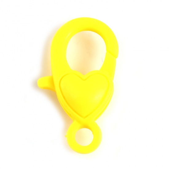 Bild von ABS Plastik Karabinerverschluss Herz Gelb 22mm x 13mm, 30 Stück